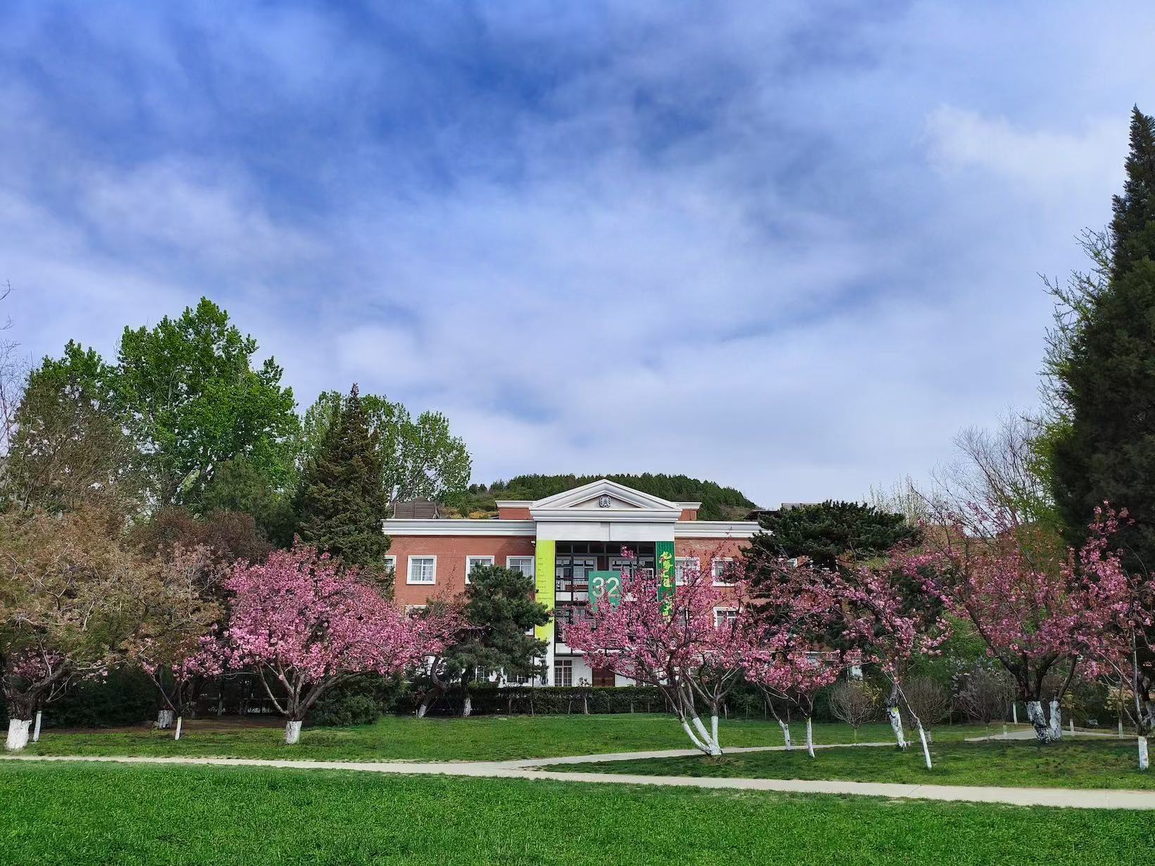 Spring campus view at Beijing Huijia Private School